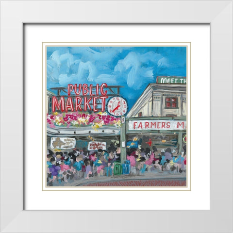 Seattle Market White Modern Wood Framed Art Print with Double Matting by Wieners, Valerie