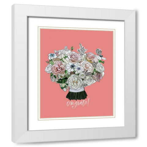 Congrats Floral White Modern Wood Framed Art Print with Double Matting by Wieners, Valerie