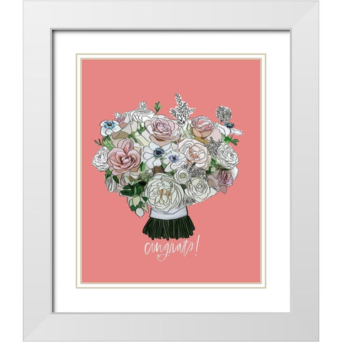 Congrats Floral White Modern Wood Framed Art Print with Double Matting by Wieners, Valerie