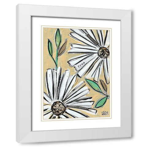 Floral Collage White Modern Wood Framed Art Print with Double Matting by Wieners, Valerie