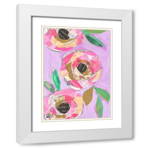Floral Collage White Modern Wood Framed Art Print with Double Matting by Wieners, Valerie