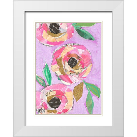 Floral Collage White Modern Wood Framed Art Print with Double Matting by Wieners, Valerie