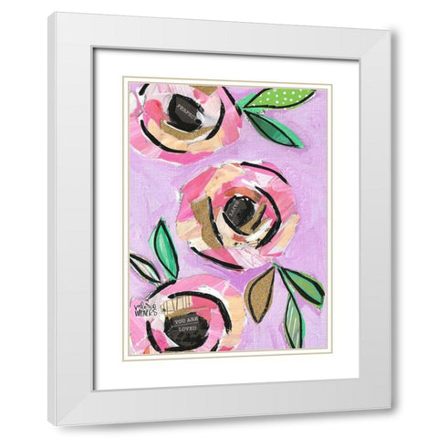 Floral Collage II White Modern Wood Framed Art Print with Double Matting by Wieners, Valerie