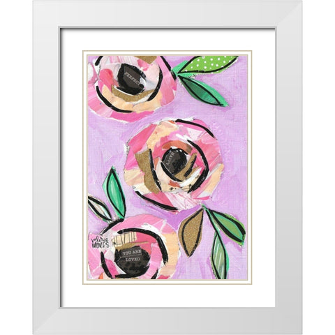 Floral Collage II White Modern Wood Framed Art Print with Double Matting by Wieners, Valerie