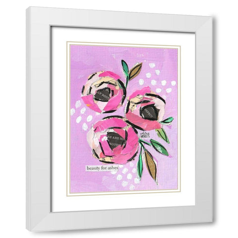 Floral Collage III White Modern Wood Framed Art Print with Double Matting by Wieners, Valerie