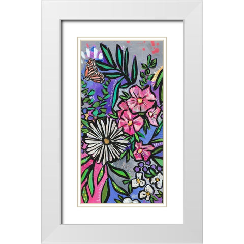 Hollyhocks White Modern Wood Framed Art Print with Double Matting by Wieners, Valerie