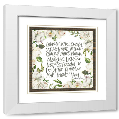 Mom Adjectives White Modern Wood Framed Art Print with Double Matting by Wieners, Valerie