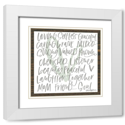 Mom Adjectives White Modern Wood Framed Art Print with Double Matting by Wieners, Valerie