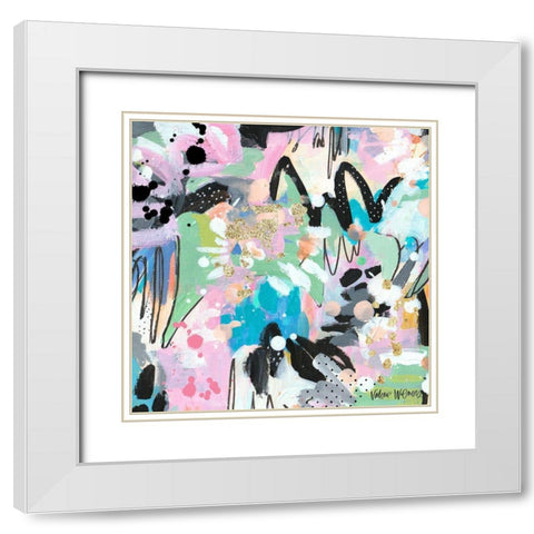 Abstract Polka Dot White Modern Wood Framed Art Print with Double Matting by Wieners, Valerie