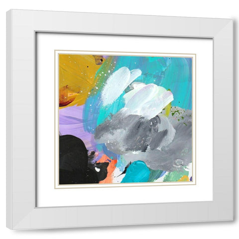 Blue Palette White Modern Wood Framed Art Print with Double Matting by Wieners, Valerie