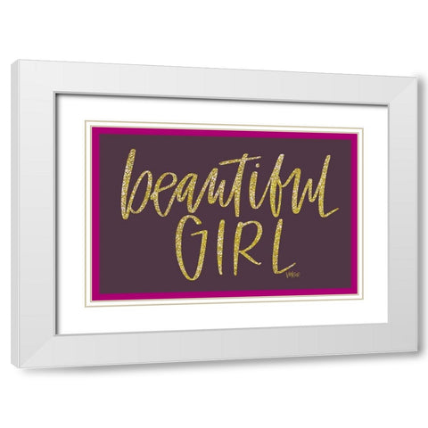 Beautiful Girl White Modern Wood Framed Art Print with Double Matting by Wieners, Valerie