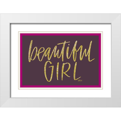 Beautiful Girl White Modern Wood Framed Art Print with Double Matting by Wieners, Valerie
