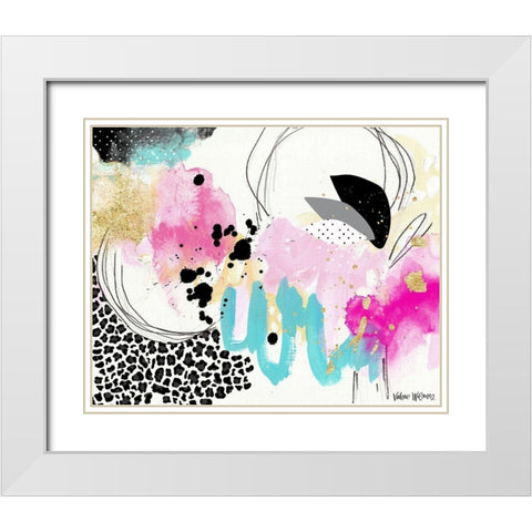 Abstract Gold Splatter White Modern Wood Framed Art Print with Double Matting by Wieners, Valerie