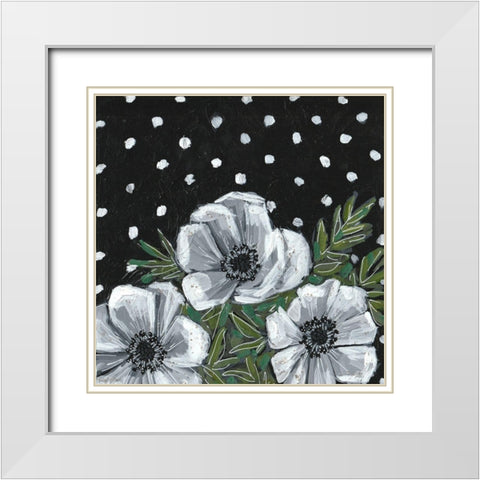 Polka Dot Anemone White Modern Wood Framed Art Print with Double Matting by Wieners, Valerie