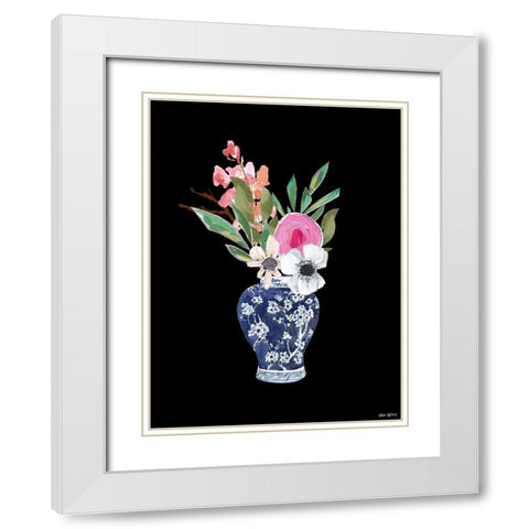 Blue Vase I White Modern Wood Framed Art Print with Double Matting by Wieners, Valerie