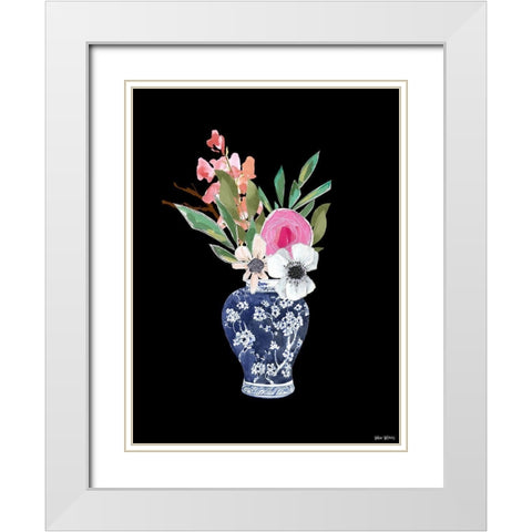 Blue Vase I White Modern Wood Framed Art Print with Double Matting by Wieners, Valerie