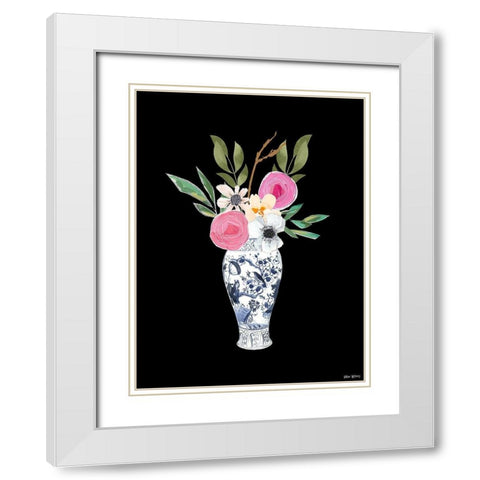Blue Vase II White Modern Wood Framed Art Print with Double Matting by Wieners, Valerie