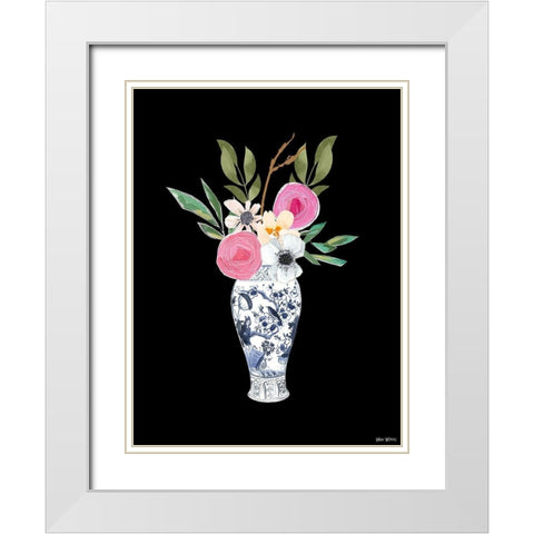 Blue Vase II White Modern Wood Framed Art Print with Double Matting by Wieners, Valerie