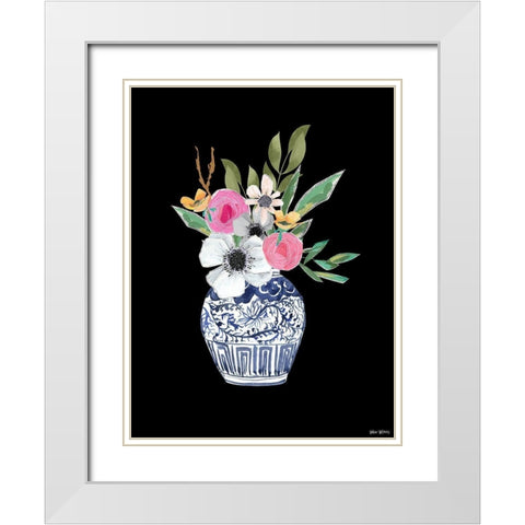 Blue Vase III White Modern Wood Framed Art Print with Double Matting by Wieners, Valerie