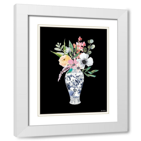 Blue Vase IV White Modern Wood Framed Art Print with Double Matting by Wieners, Valerie