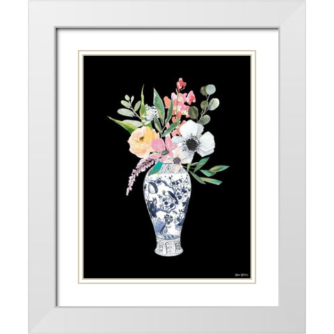 Blue Vase IV White Modern Wood Framed Art Print with Double Matting by Wieners, Valerie