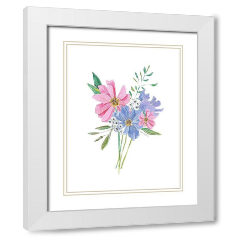 Pastel Floral White Modern Wood Framed Art Print with Double Matting by Wieners, Valerie