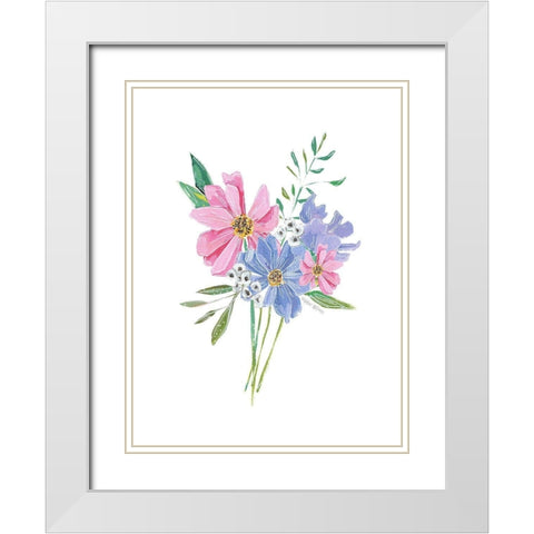 Pastel Floral White Modern Wood Framed Art Print with Double Matting by Wieners, Valerie