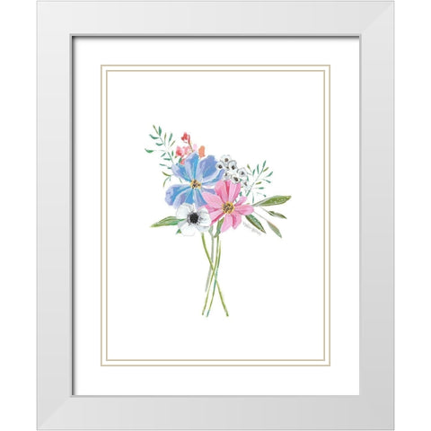 Pastel Floral II White Modern Wood Framed Art Print with Double Matting by Wieners, Valerie
