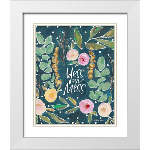 Bless Our Mess White Modern Wood Framed Art Print with Double Matting by Wieners, Valerie