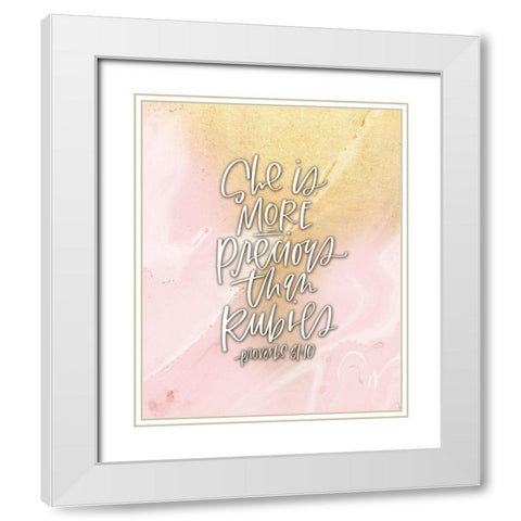 Rubies White Modern Wood Framed Art Print with Double Matting by Wieners, Valerie