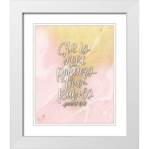 Rubies White Modern Wood Framed Art Print with Double Matting by Wieners, Valerie