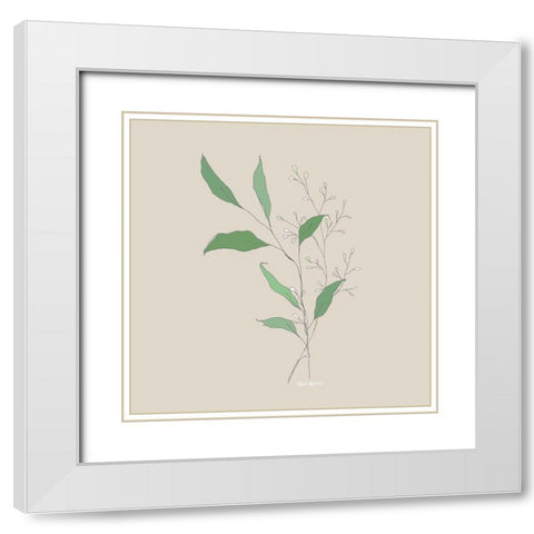Wispy Leaf White Modern Wood Framed Art Print with Double Matting by Wieners, Valerie