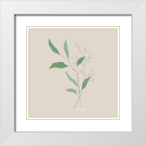 Wispy Leaf White Modern Wood Framed Art Print with Double Matting by Wieners, Valerie