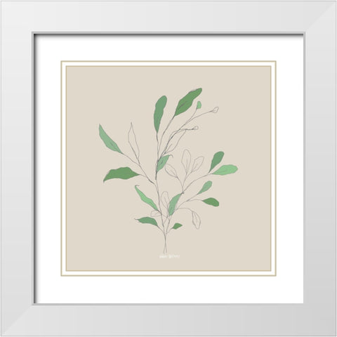 Wispy Leaf II White Modern Wood Framed Art Print with Double Matting by Wieners, Valerie