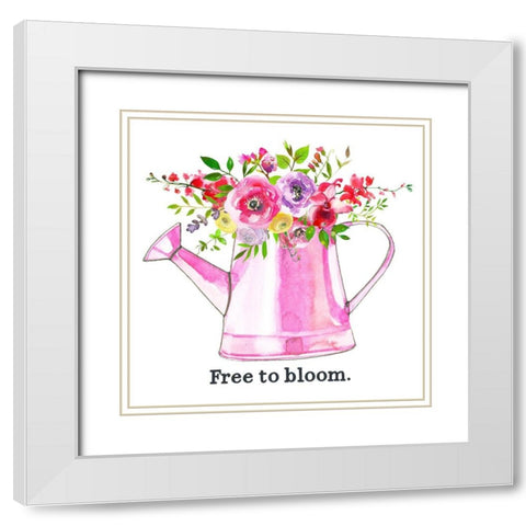 Free to Bloom White Modern Wood Framed Art Print with Double Matting by Wieners, Valerie