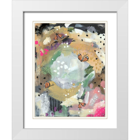 Butterfly Abstract II White Modern Wood Framed Art Print with Double Matting by Wieners, Valerie