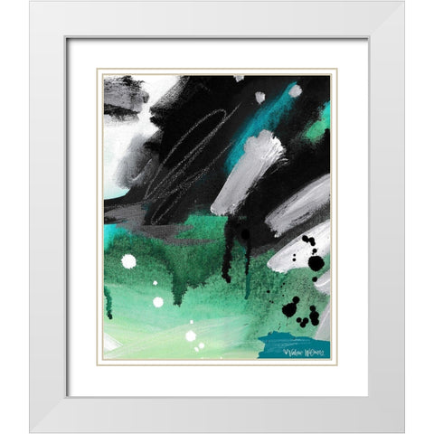 Blue / Green Abstract White Modern Wood Framed Art Print with Double Matting by Wieners, Valerie