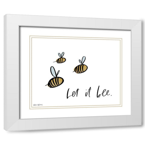 Let It Bee White Modern Wood Framed Art Print with Double Matting by Wieners, Valerie