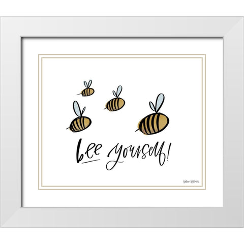 Bee Yourself White Modern Wood Framed Art Print with Double Matting by Wieners, Valerie