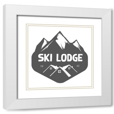 Ski Lodge White Modern Wood Framed Art Print with Double Matting by Wieners, Valerie