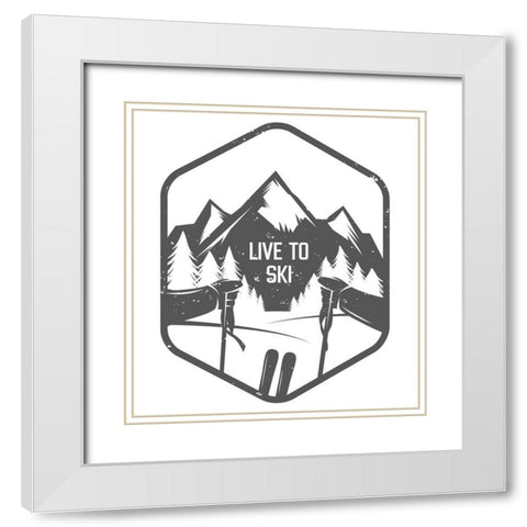 Live to Ski White Modern Wood Framed Art Print with Double Matting by Wieners, Valerie