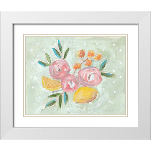 Citrus Floral I White Modern Wood Framed Art Print with Double Matting by Wieners, Valerie