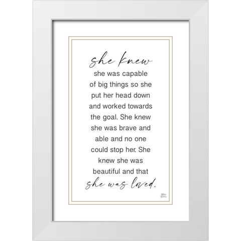She Knew White Modern Wood Framed Art Print with Double Matting by Wieners, Valerie