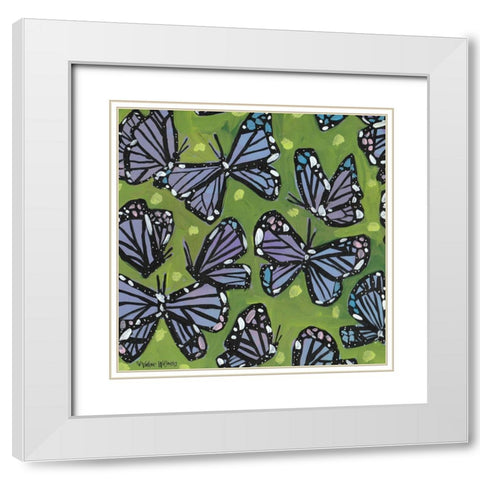 Butterflies White Modern Wood Framed Art Print with Double Matting by Wieners, Valerie