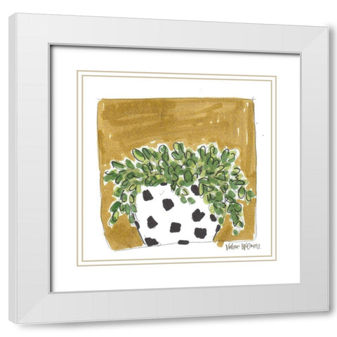 Polka Dot Succulent White Modern Wood Framed Art Print with Double Matting by Wieners, Valerie