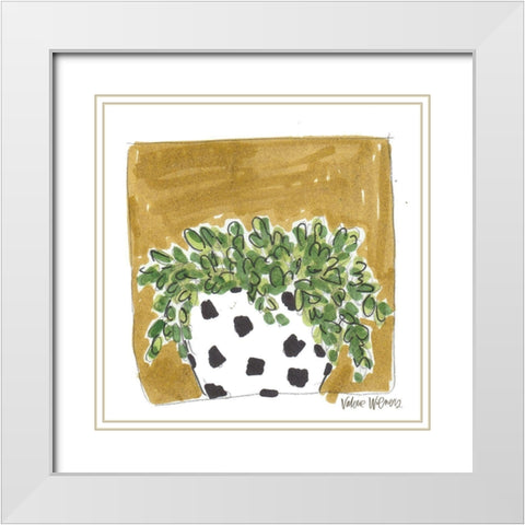 Polka Dot Succulent White Modern Wood Framed Art Print with Double Matting by Wieners, Valerie