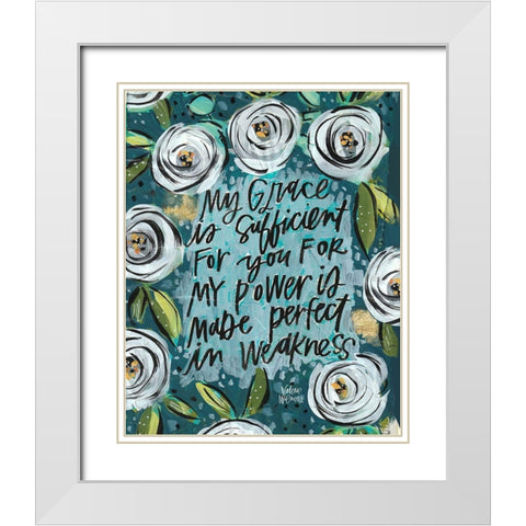 Grace White Modern Wood Framed Art Print with Double Matting by Wieners, Valerie