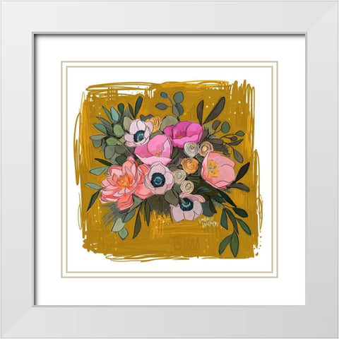 Paper Flowers White Modern Wood Framed Art Print with Double Matting by Wieners, Valerie