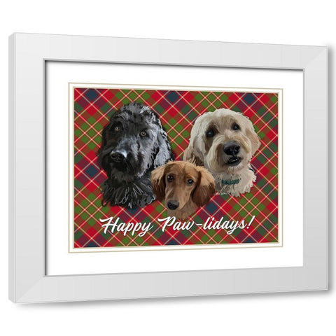 Christmas Pups White Modern Wood Framed Art Print with Double Matting by Wieners, Valerie