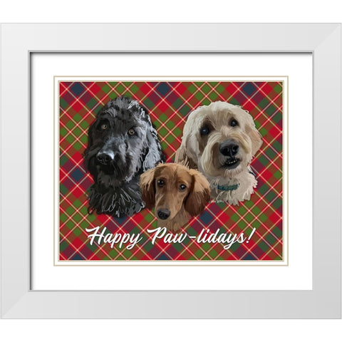 Christmas Pups White Modern Wood Framed Art Print with Double Matting by Wieners, Valerie